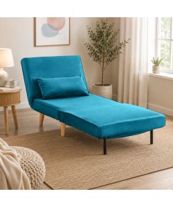 Domo Mea Poltrona Letto Blu Verde - Design Scandinavo Moderno - Velluto Comodo