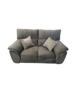 Divano 2 Posti Mikaela Fisso in Fibra Effetto Velvet Colore Antracite e Silver - 175x90x85 cm