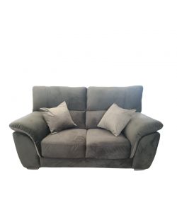 Divano 2 Posti Mikaela Fisso in Fibra Effetto Velvet Colore Antracite e Silver - 175x90x85 cm