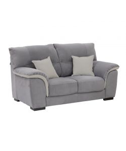 Divano 2 Posti Mikaela Fisso in Fibra Effetto Velvet Colore Antracite e Silver - 175x90x85 cm