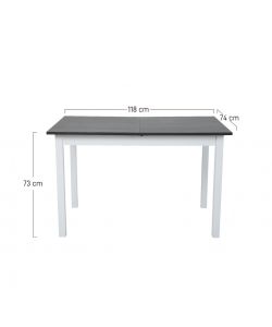 Domo Mea Tavolo Da Pranzo Allungabile Smoke Grey e Bianco 118x74x73cm