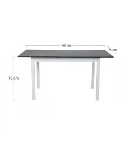 Domo Mea Tavolo Da Pranzo Allungabile Smoke Grey e Bianco 118x74x73cm