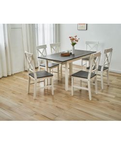 Domo Mea Tavolo Da Pranzo Allungabile Smoke Grey e Bianco 118x74x73cm