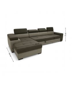 Domo Mea Divano Letto Angolare Antonello Marrone Beige con 2 Pouf - Contenitore