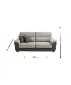 Divano Flora 3 posti Grigio Chiaro Antracite 210x97x95 cm