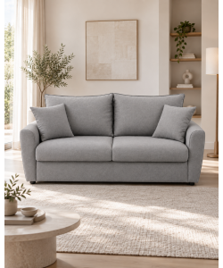 Divano Letto 3 Posti in Tessuto Grigio 198x103x100 cm - Puglia Domo Mea