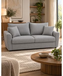 Divano Letto 3 Posti in Tessuto Grigio 198x103x100 cm - Puglia Domo Mea