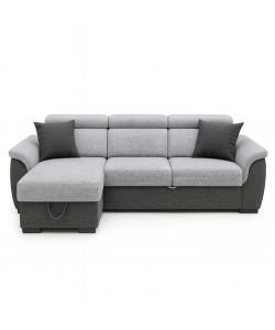 Divano Angolare Tony Grigio 3 Posti con Penisola Contenitore 226x175 cm