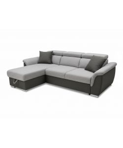 Divano Angolare Tony Grigio 3 Posti con Penisola Contenitore 226x175 cm