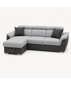 Domo Mea Divano Angolare Tony Grigio 3 Posti con Penisola Contenitore 226x175 cm