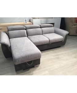 Divano Angolare Tony Grigio 3 Posti con Penisola Contenitore 226x175 cm