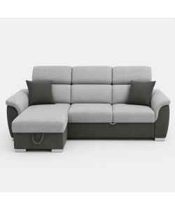 Domo Mea Divano Angolare Tony Grigio 3 Posti con Penisola Contenitore 226x175 cm