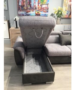 Divano Angolare Tony Grigio 3 Posti con Penisola Contenitore 226x175 cm