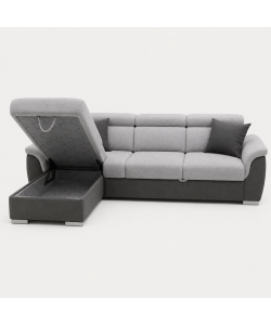 Domo Mea Divano Angolare Tony Grigio 3 Posti con Penisola Contenitore 226x175 cm