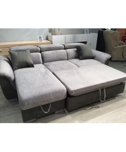 Divano Angolare Tony Grigio 3 Posti con Penisola Contenitore 226x175 cm