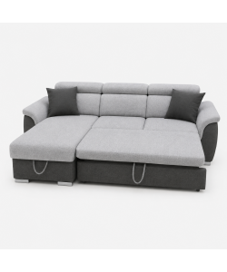 Domo Mea Divano Angolare Tony Grigio 3 Posti con Penisola Contenitore 226x175 cm