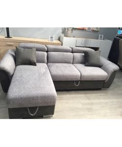 Divano Angolare Tony Grigio 3 Posti con Penisola Contenitore 226x175 cm