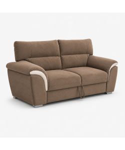 Divano 3 Posti Estraibile Colore Teak e Beige 207x90/160 cm Domo Mea - Mikaela