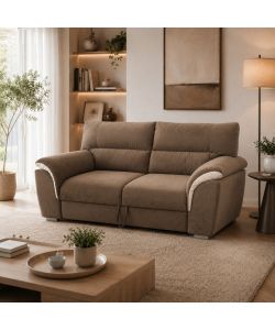 Divano 3 Posti Estraibile Colore Teak e Beige 207x90/160 cm Domo Mea - Mikaela