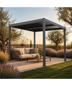 Verdelook Pergola Bioclimatica Atena 100 Alluminio Grigio - 3x4x2,5m