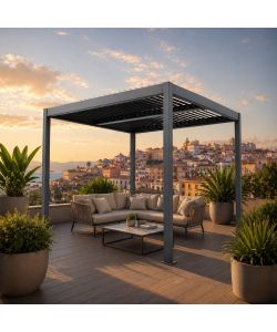 Verdelook Pergola Bioclimatica Atena 100 Alluminio Grigio - 3x4x2,5m
