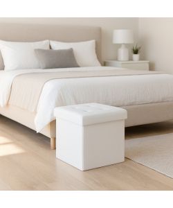 Domo Mea Pouf Pieghevole Salvaspazio - Bianco - 38x38x38cm