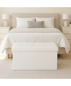 Domo Mea Pouf Pieghevole Salvaspazio - Bianco - 76x38x38 cm