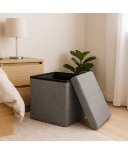 Domo Mea Pouf Pieghevole Salvaspazio - Grigio Scuro - 38x38x38 cm