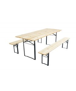 Set Birreria Richiudibile in Legno 200x80cm - Tavolo e 2 Panche