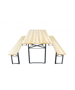 Set Birreria Richiudibile in Legno 200x80cm - Tavolo e 2 Panche