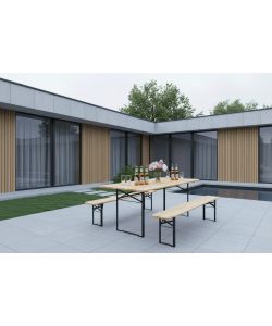 Set Birreria Richiudibile in Legno 200x80cm - Tavolo e 2 Panche