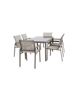 Domo Mea Set Pranzo Best Sand - Tavolo 150x90 cm e 6 Sedie Sabbia