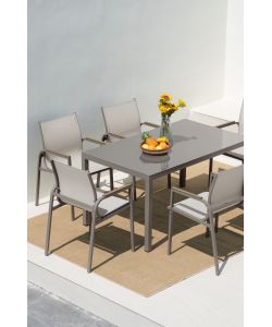 Domo Mea Set Pranzo Best Sand - Tavolo 150x90 cm e 6 Sedie Sabbia