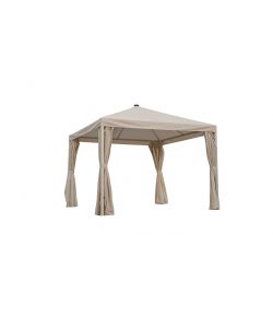 Domo Mea Gazebo in Alluminio 3x3 m Ecr� con Tende Laterali e Luci LED