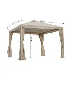 Domo Mea Gazebo in Alluminio 3x3 m Ecr� con Tende Laterali e Luci LED