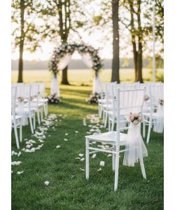 Domo Mea Sedia Bride Bianca in Resina per Cerimonie 41,2x49,7x89 cm