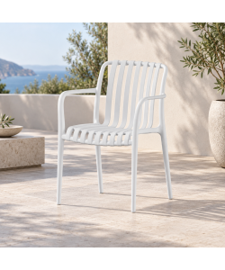 Domo Mea Sedia da giardino Breeze Bianca con braccioli in Polipropilene