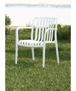 Domo Mea Sedia da giardino Breeze Bianca con braccioli in Polipropilene