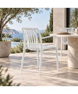 Domo Mea Sedia da giardino Breeze Bianca con braccioli in Polipropilene