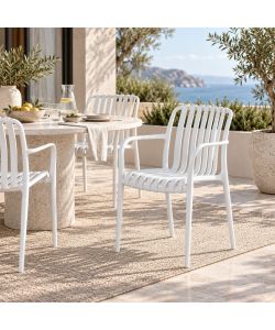 Domo Mea Sedia da giardino Breeze Bianca con braccioli in Polipropilene