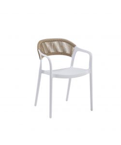Domo Mea Sedia Janas Bianca con Schienale in Corda Beige 54x56,5x77 cm