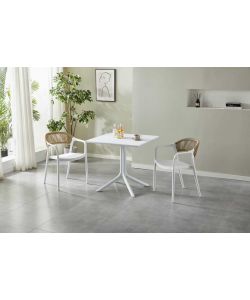 Domo Mea Sedia Janas Bianca con Schienale in Corda Beige 54x56,5x77 cm