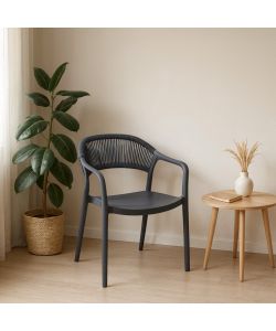 Domo Mea Sedia Janas Polipropilene Antracite per Esterni 54x56,5x77 cm