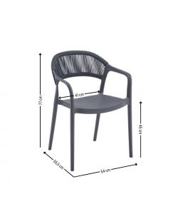 Domo Mea Sedia Janas Polipropilene Antracite per Esterni 54x56,5x77 cm