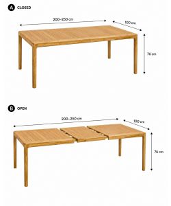 Domo Mea Tavolo Mirco Allungabile Robinia Oliato 200-250x100x86 h cm