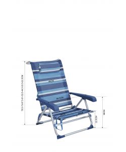 Spiaggina Pieghevole in Alluminio a 8 Posizioni - Fantasia Righe Blu