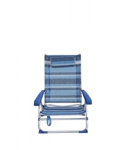 Spiaggina Pieghevole in Alluminio a 8 Posizioni - Fantasia Righe Blu