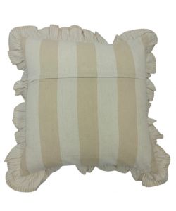 DOMO MEA Cuscino 45x45cm Beige con Righe in Cotone e Zip