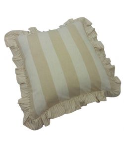 DOMO MEA Cuscino 45x45cm Beige con Righe in Cotone e Zip