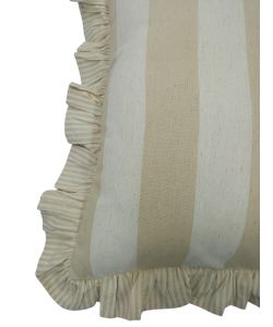 DOMO MEA Cuscino 45x45cm Beige con Righe in Cotone e Zip